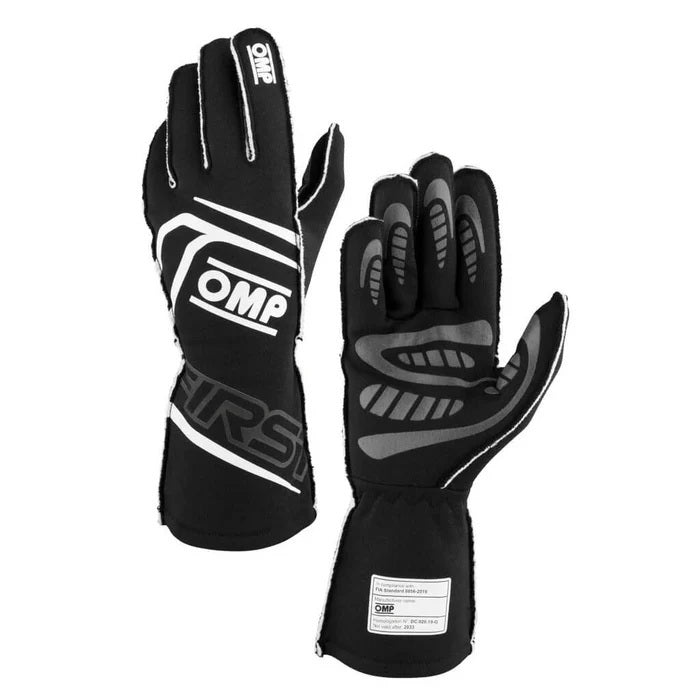 OMP RACING, INC. FIRST GLOVES FIA 8856-20 18 MY2025 BLACK SZ. L Safety Equipment Safety Clothing main image