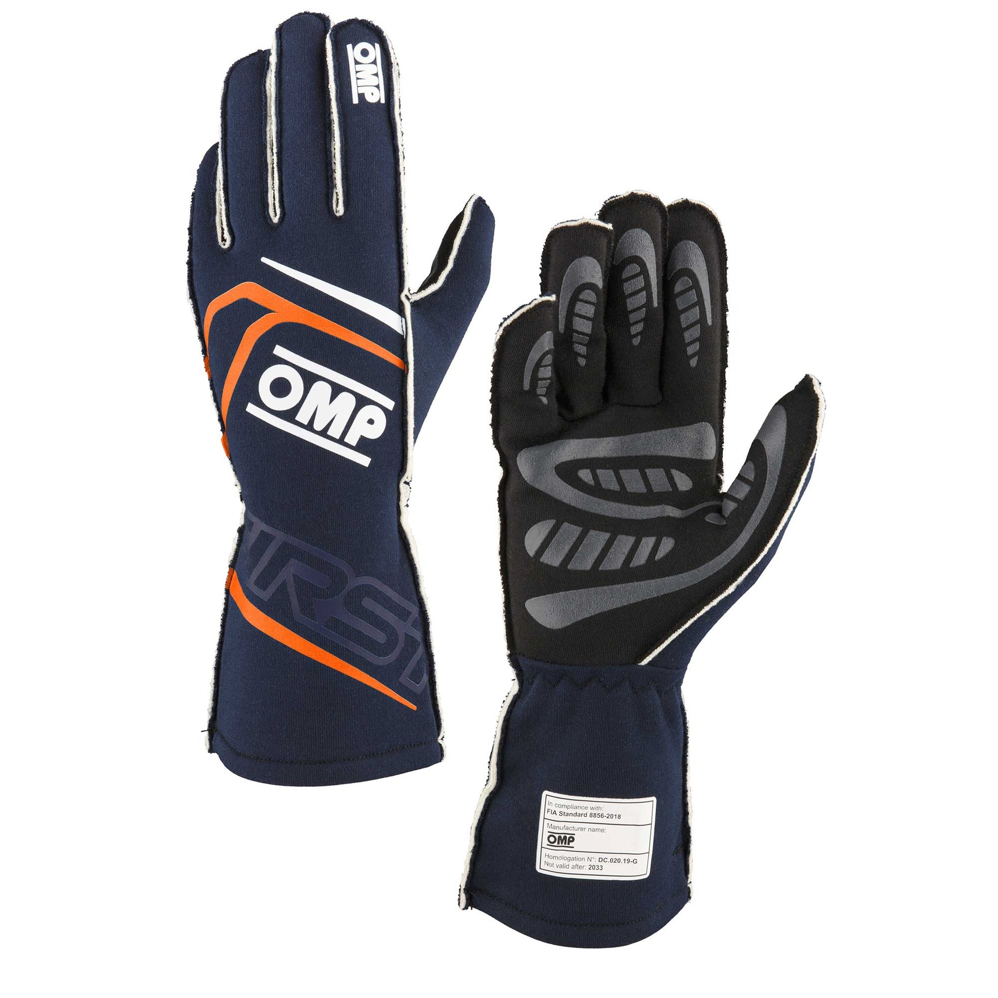 OMP RACING, INC. FIRST GLOVES FIA 8856-20 18 MY2025 NAVY BLUE / FL Safety Equipment Safety Clothing main image