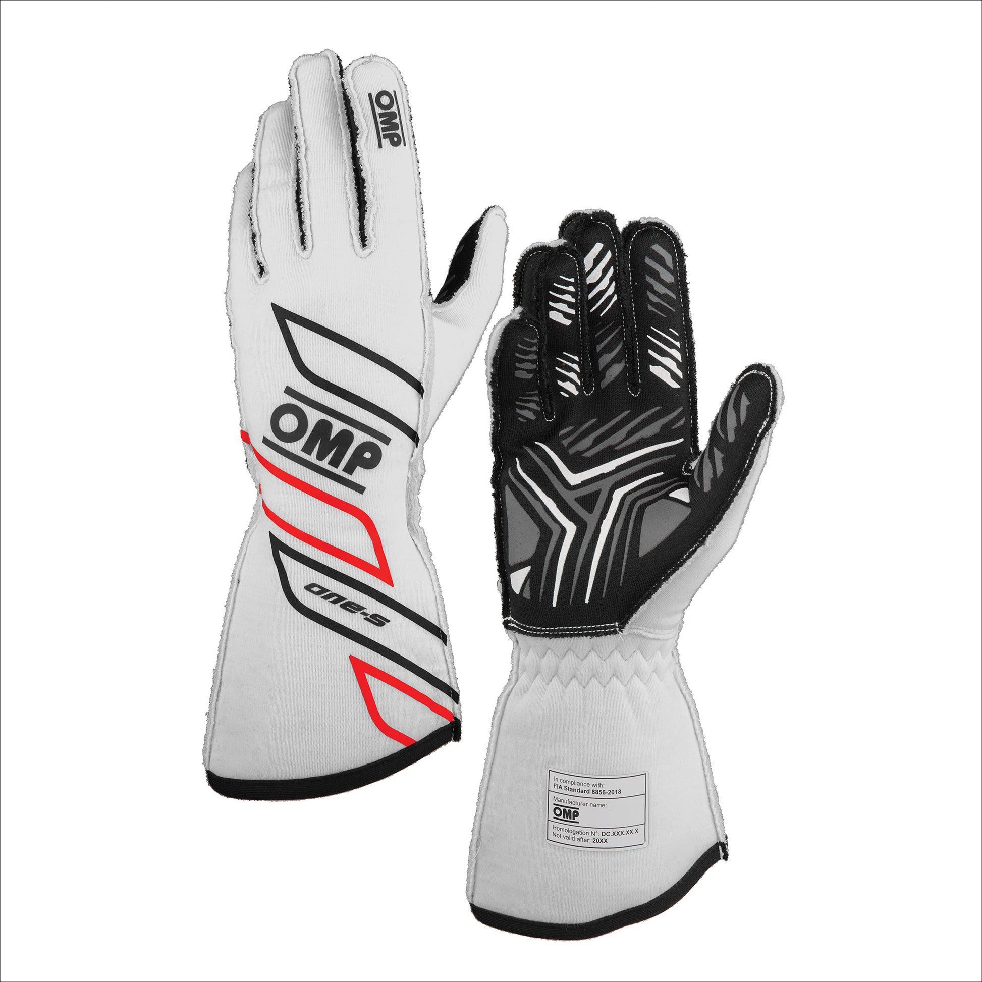 OMP RACING, INC. ONE-S GLOVES my2025 FIA 8856-2018 WHITE SZ. M Safety Equipment Safety Clothing main image