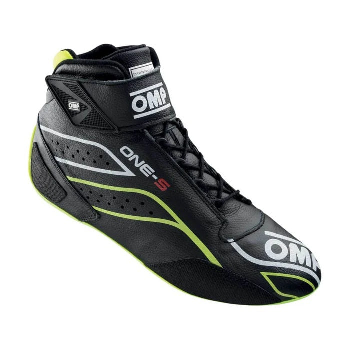 OMP RACING, INC. ONE-S SHOES FIA 8856-201 8/SFI BLACK / FLUO YELLO Safety Equipment Safety Clothing main image