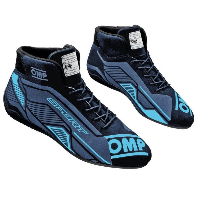 OMP OMP SPORT SHOES FIA 8856 -2018 BLACK / CYAN SZ. 4 Safety Clothing Driving Shoes and Boots main image