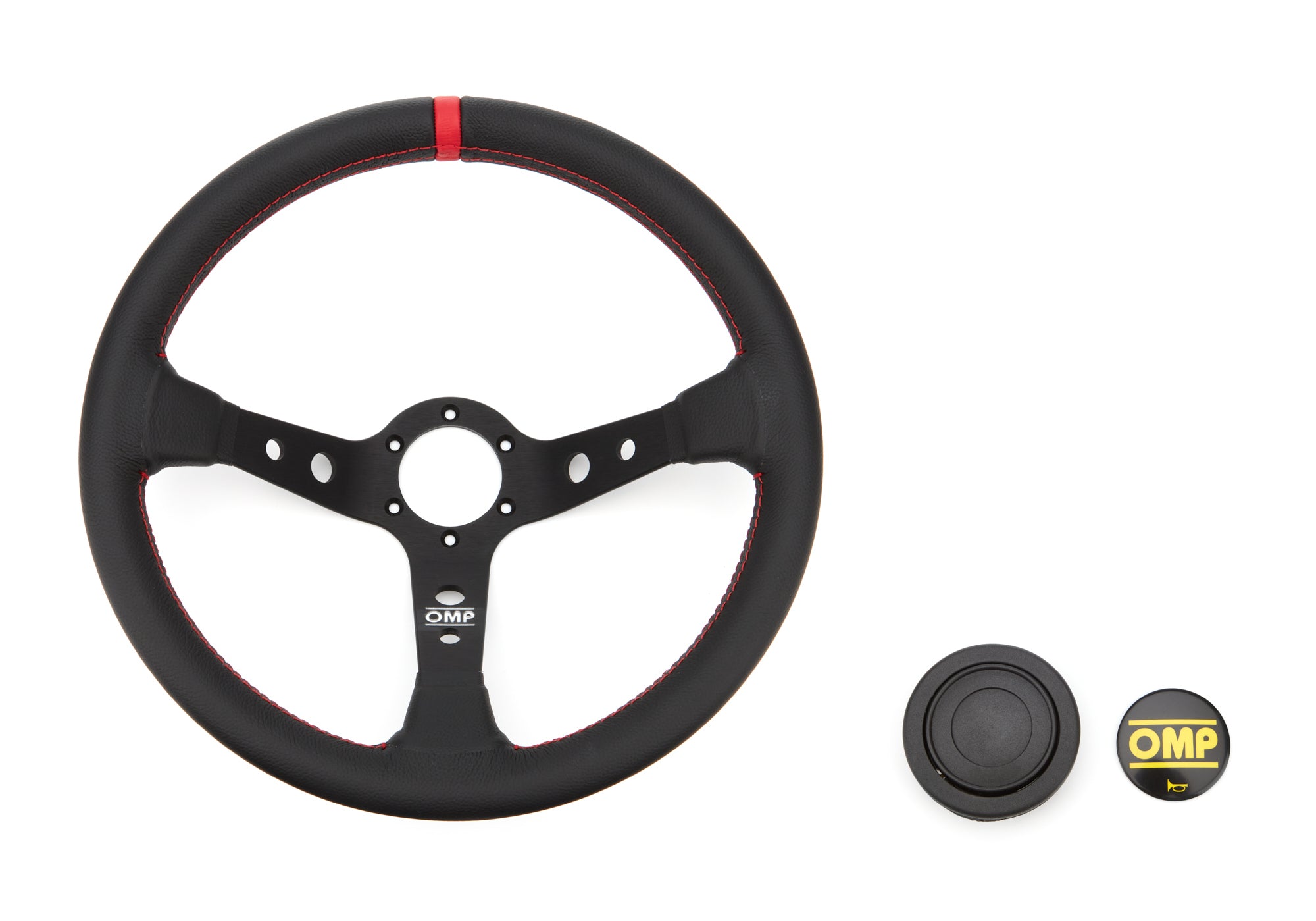 OMP Corsica Steering Wheel Black and Red Leather Steering Wheels and Components Steering Wheels and Components main image