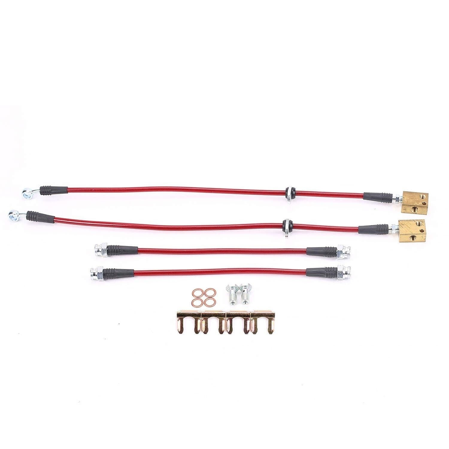 PowerStop Power Stop 07-08 Honda Fit Front & Rear SS Braided Brake Hose Kit BH00075