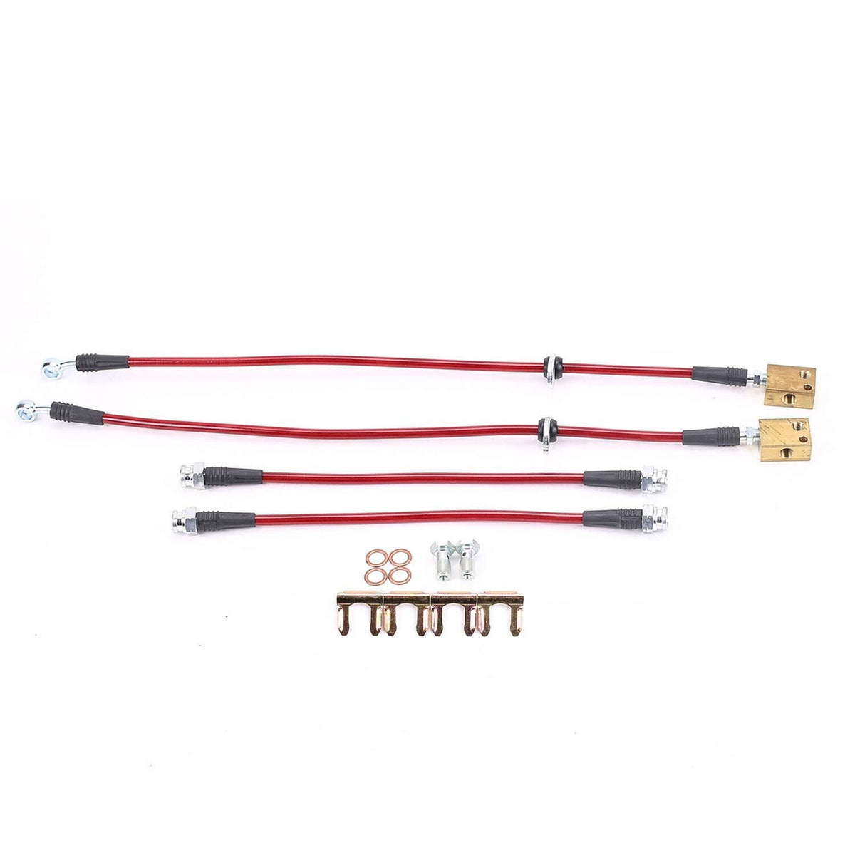 PowerStop Power Stop 07-08 Honda Fit Front & Rear SS Braided Brake Hose Kit BH00075