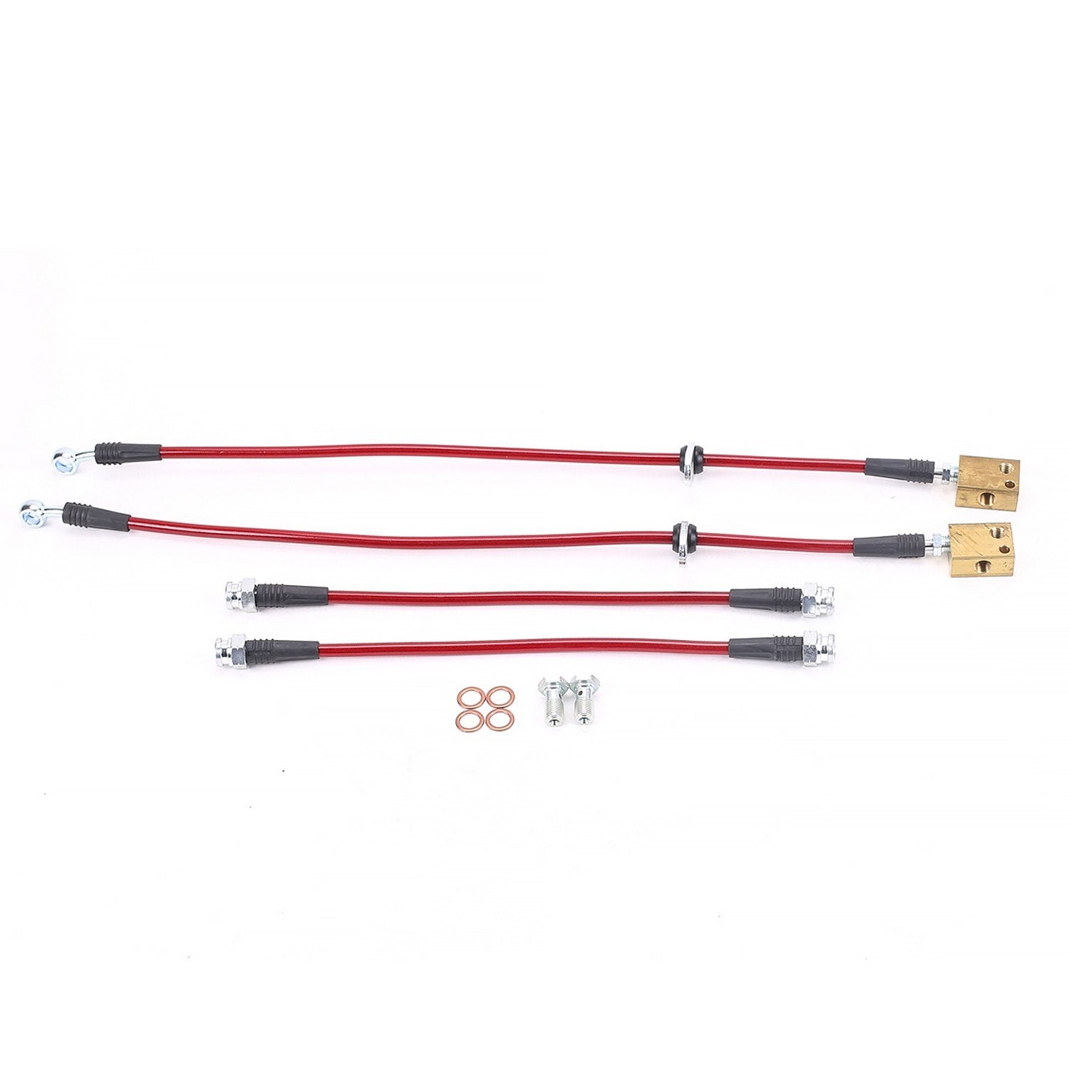 PowerStop Power Stop 07-08 Honda Fit Front & Rear SS Braided Brake Hose Kit BH00075