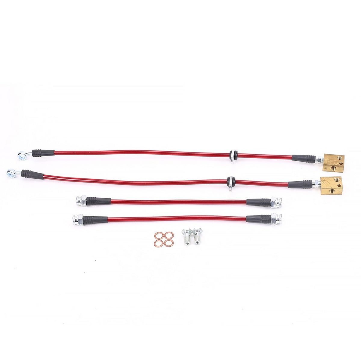 PowerStop Power Stop 07-08 Honda Fit Front & Rear SS Braided Brake Hose Kit BH00075