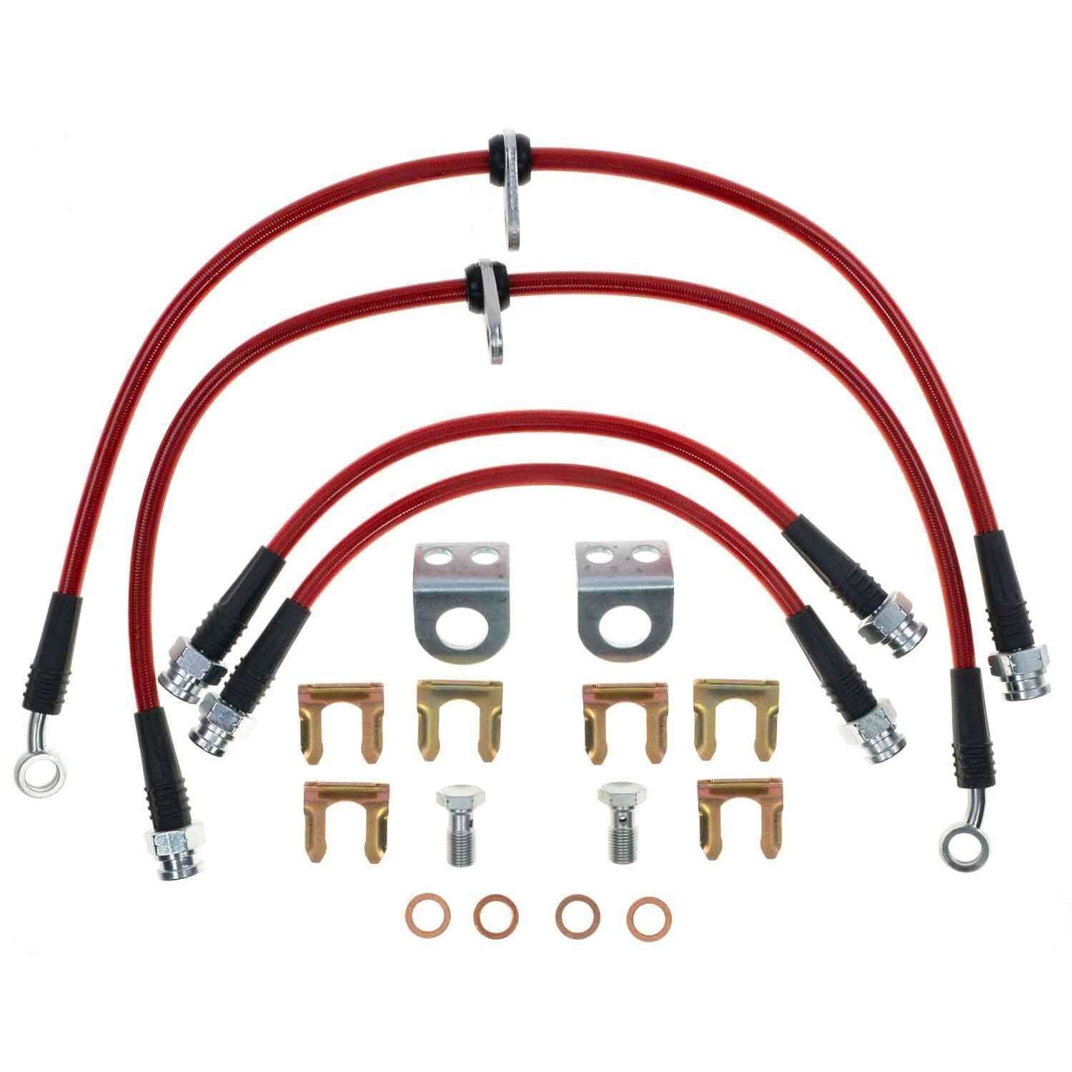 PowerStop Power Stop 09-13 Honda Fit Front & Rear SS Braided Brake Hose Kit BH00076