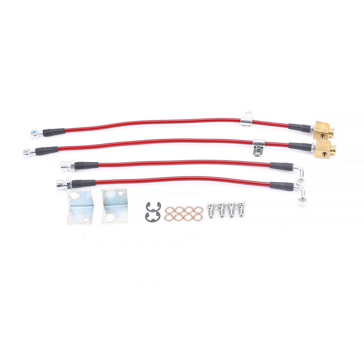 PowerStop Power Stop 15-17 Ford Mustang Front & Rear SS Braided Brake Hose Kit BH00116