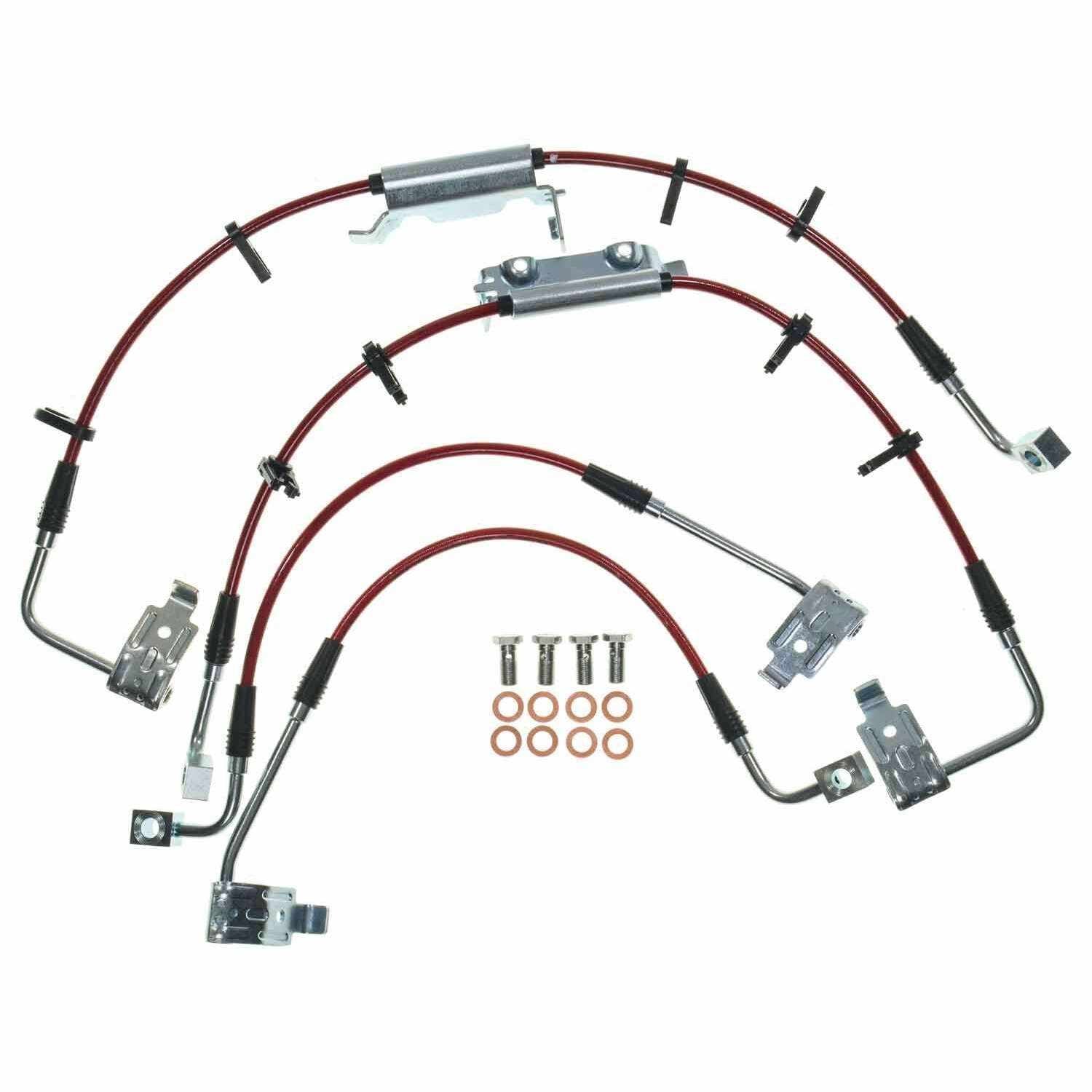 PowerStop Power Stop 07-17 Jeep Wrangler Front & Rear SS Braided Brake Hose Kit (Stock Ride Height) BH00139