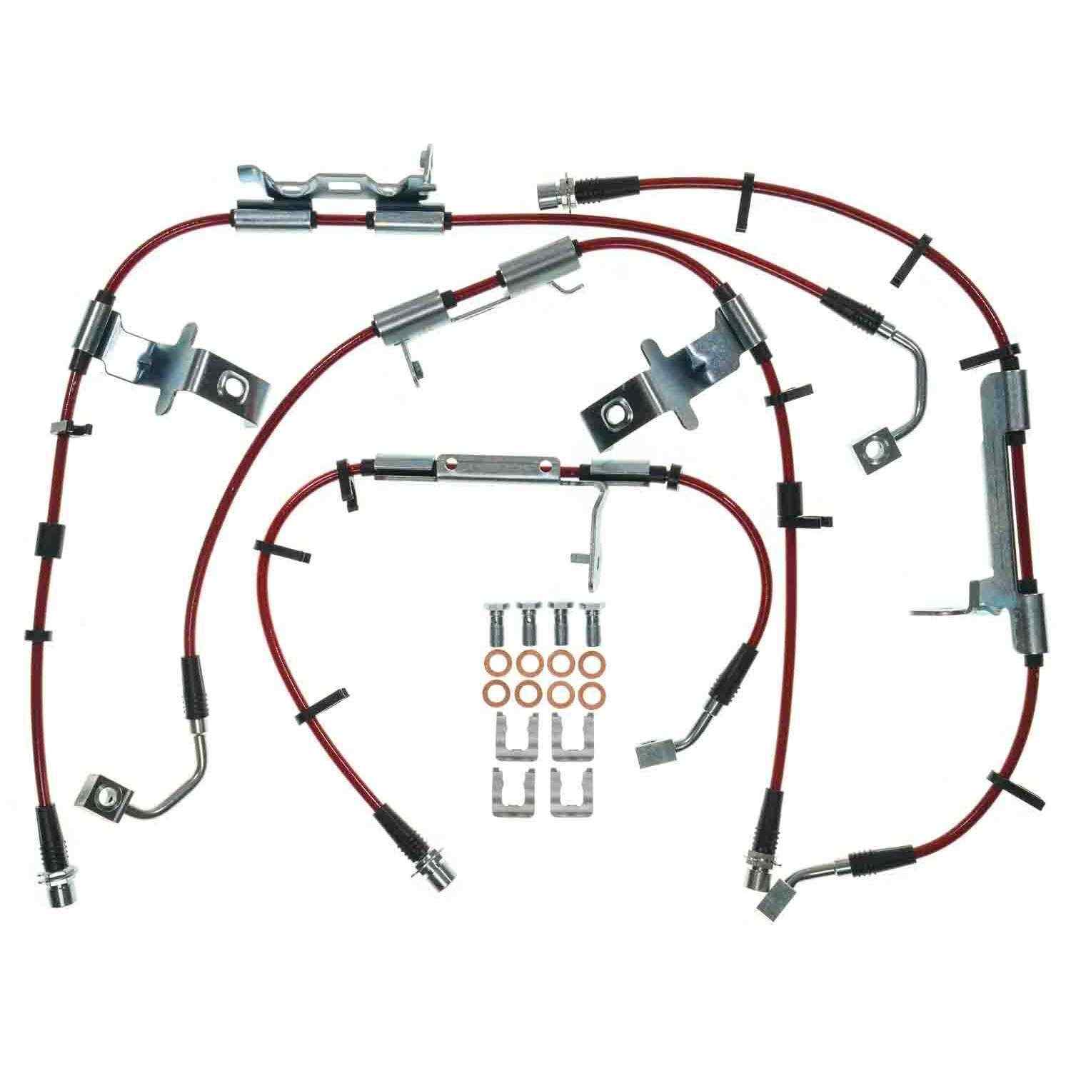 PowerStop Power Stop 2018 Jeep Wrangler Front & Rear SS Braided Brake Hose Kit BH00142