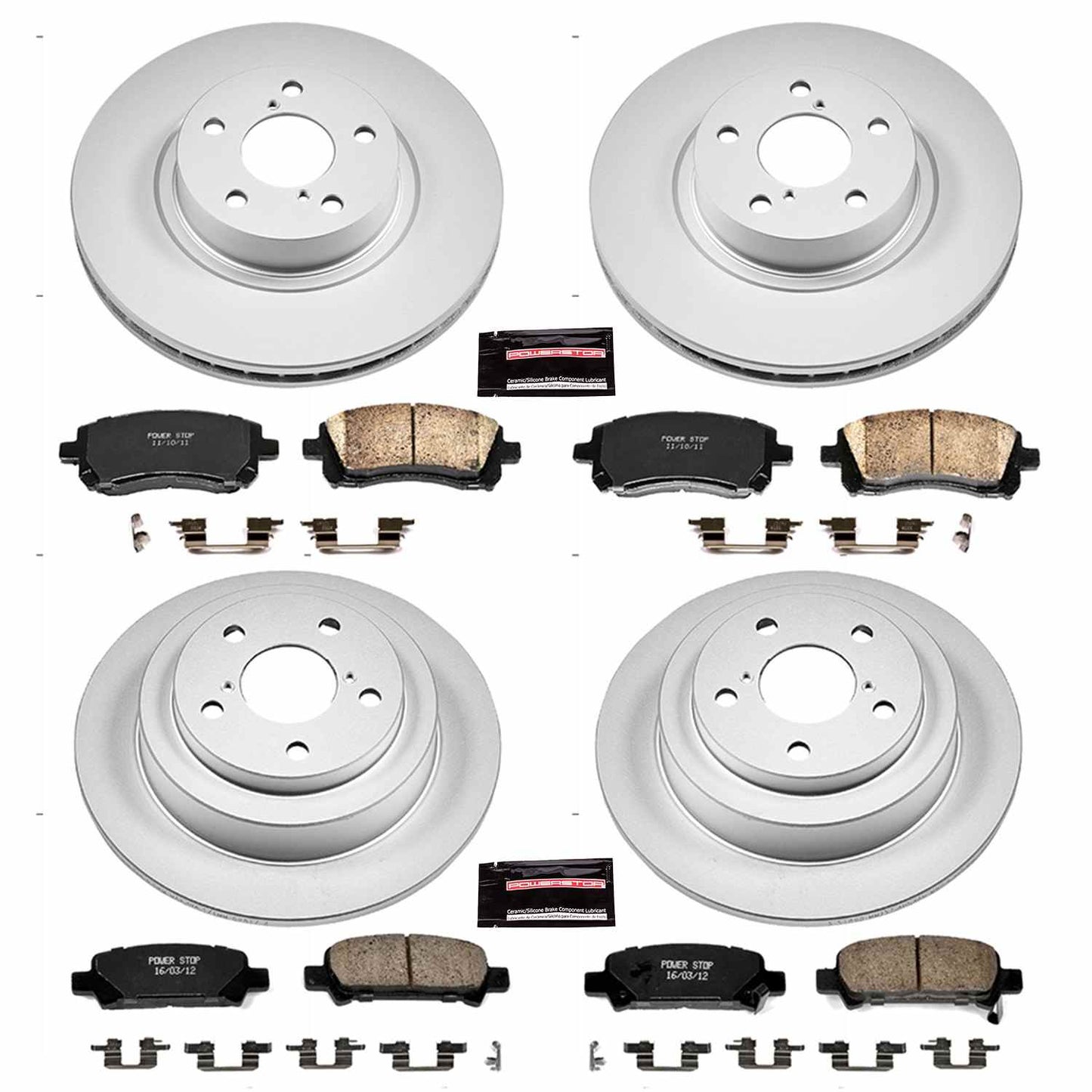 PowerStop Power Stop 98-02 Subaru Forester Front & Rear Z17 Evolution Geomet Coated Brake Kit CRK1122