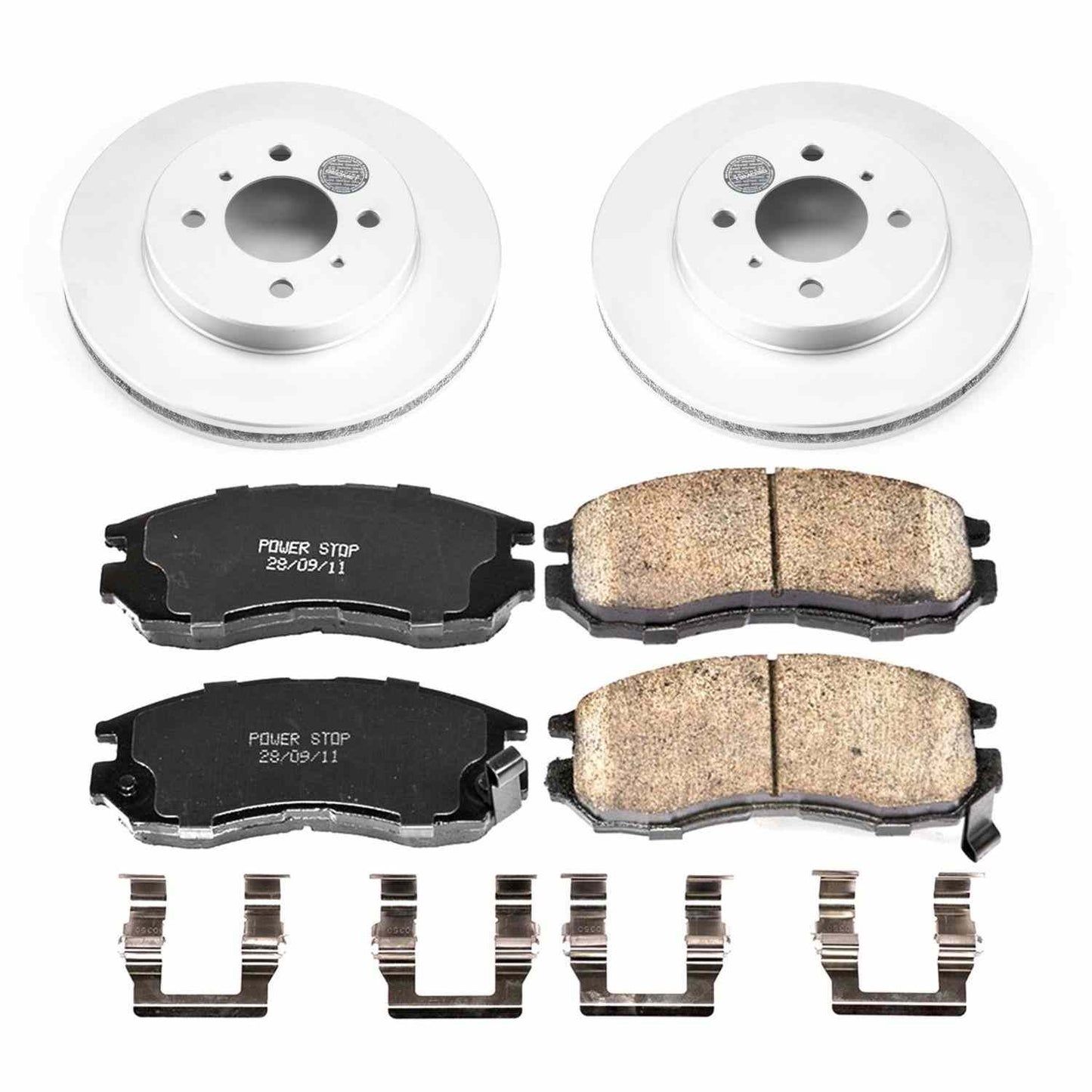 PowerStop Power Stop 98-02 Mitsubishi Mirage Front Z17 Evolution Geomet Coated Brake Kit CRK1214