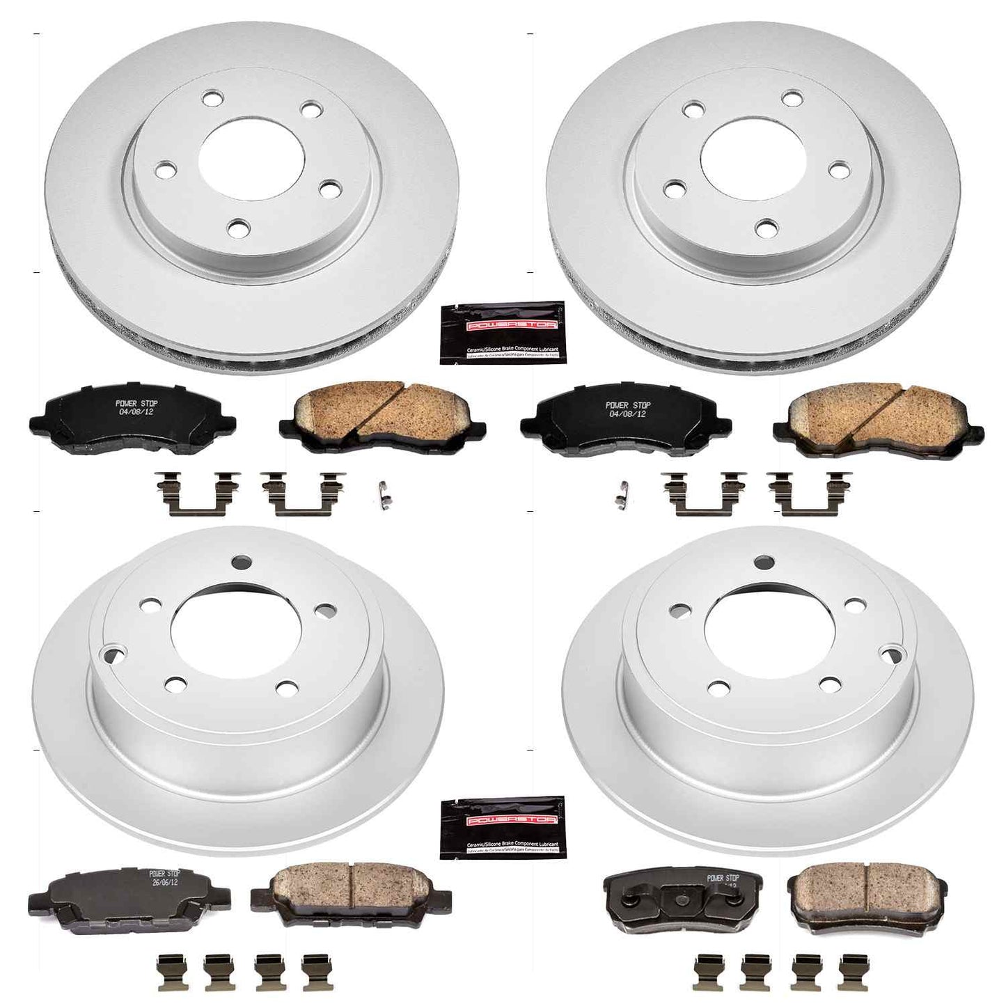 PowerStop Power Stop 08-17 Mitsubishi Lancer Front & Rear Z17 Evolution Geomet Coated Brake Kit CRK4017