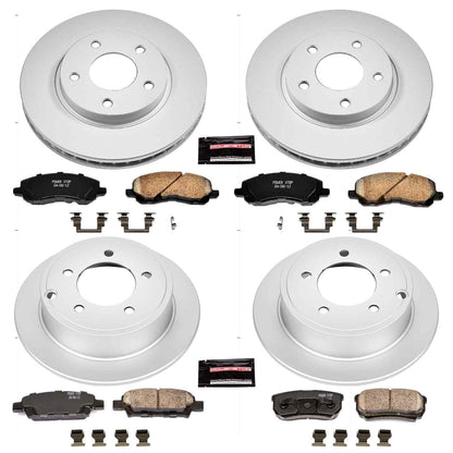 PowerStop Power Stop 08-17 Mitsubishi Lancer Front & Rear Z17 Evolution Geomet Coated Brake Kit CRK4017