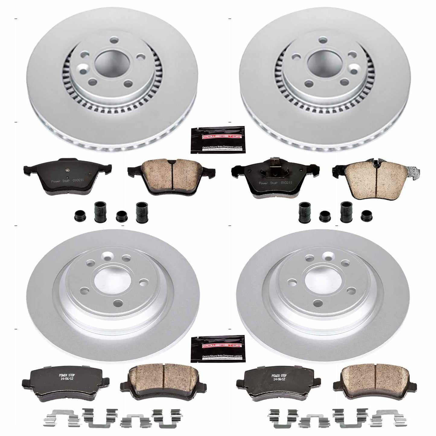 PowerStop Power Stop 08-14 Volvo S80 Front & Rear Z23 Evolution Sport Coated Brake Kit CRK5615