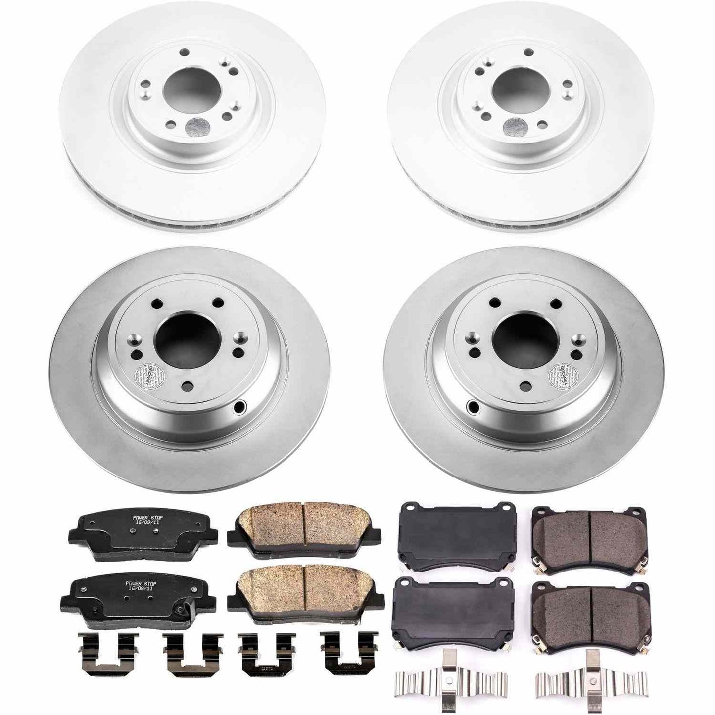 PowerStop Power Stop 2009 Hyundai Genesis Front & Rear Z17 Evolution Geomet Coated Brake Kit CRK5844