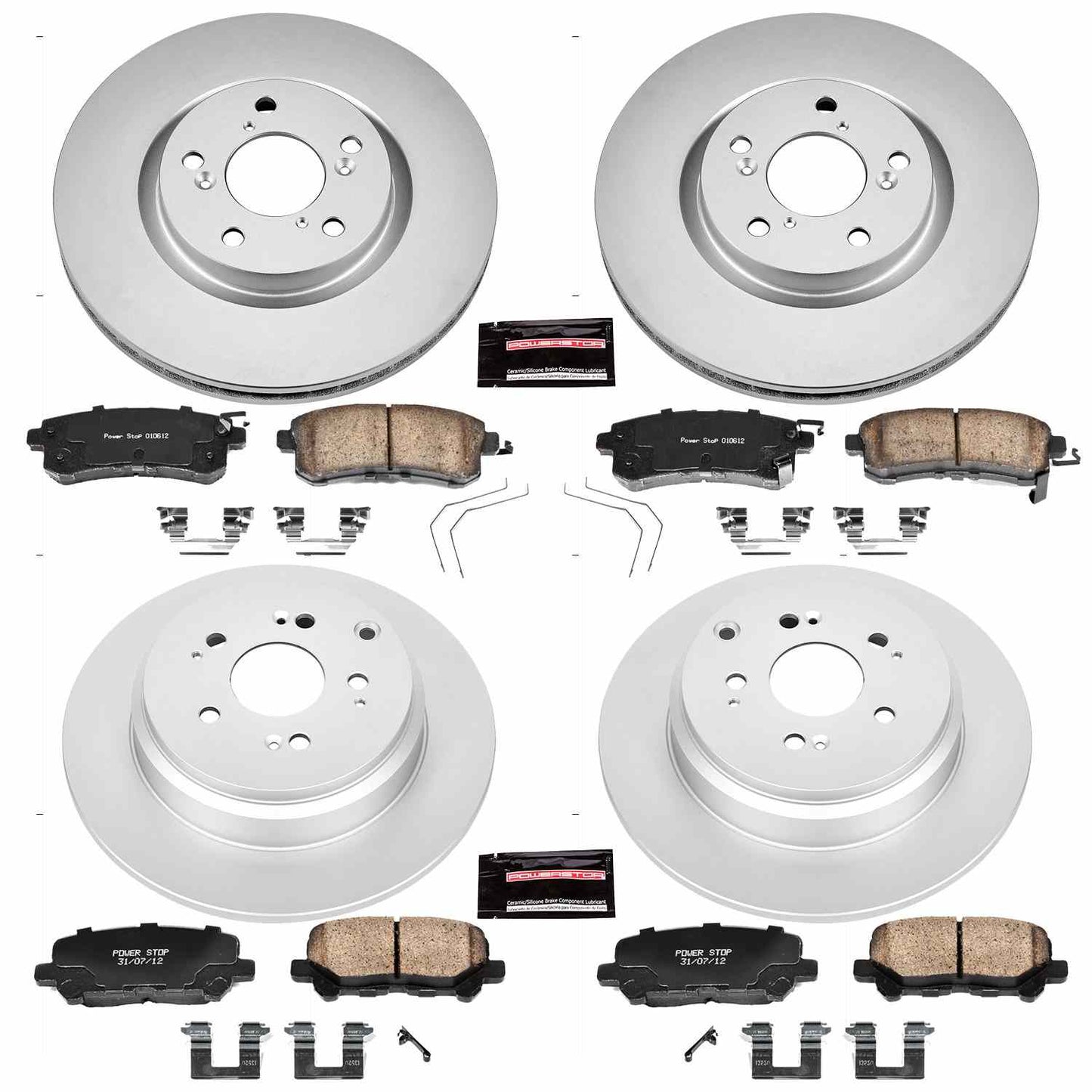 PowerStop Power Stop 11-14 Honda Odyssey Front & Rear Z17 Evolution Geomet Coated Brake Kit CRK5858