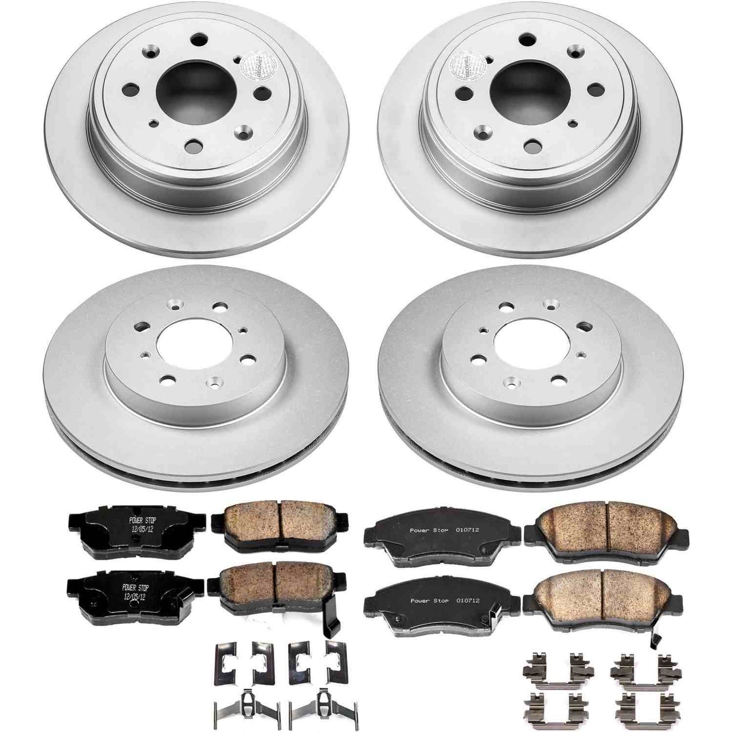 PowerStop Power Stop 94-97 Honda Civic del Sol Front & Rear Z17 Evolution Geomet Coated Brake Kit CRK695