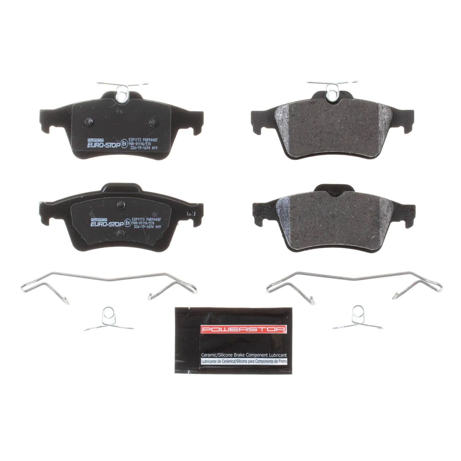 PowerStop Power Stop 10-11 Saab 9-3X Euro-Stop ECE-R90 Rear Brake Pads ESP1173