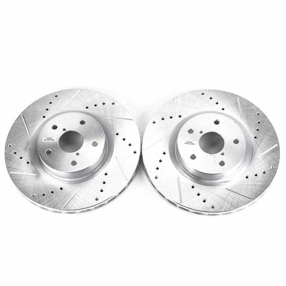 PowerStop Power Stop 05-14 Subaru Impreza Front Evolution Drilled & Slotted Rotors - Pair JBR1117XPR
