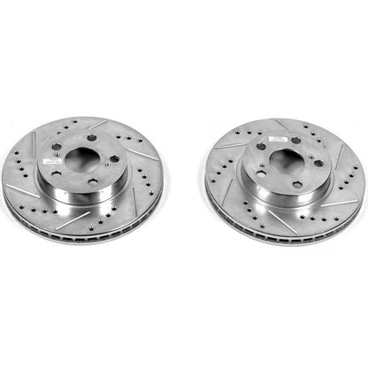 PowerStop Power Stop 04-09 Toyota Prius Front Evolution Drilled & Slotted Rotors - Pair JBR1119XPR