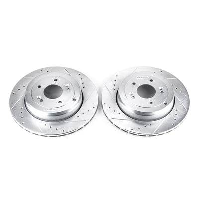 PowerStop Power Stop 10-16 Hyundai Genesis Coupe Rear Evolution Drilled & Slotted Rotors - Pair JBR1528XPR