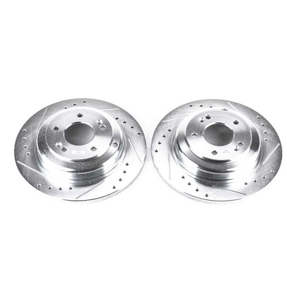PowerStop Power Stop 10-16 Hyundai Genesis Coupe Rear Evolution Drilled & Slotted Rotors - Pair JBR1530XPR