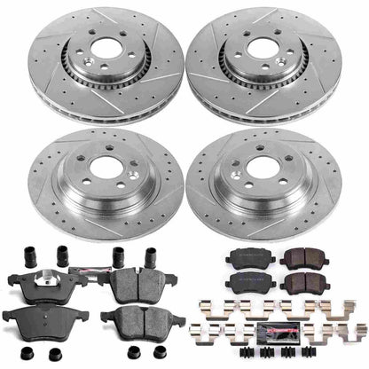 PowerStop Power Stop 08-14 Volvo S80 Front & Rear Z23 Evolution Sport Brake Kit K5615