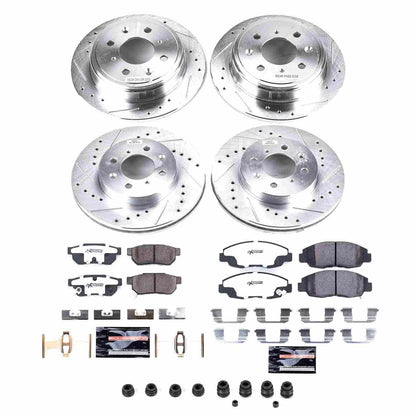 PowerStop Power Stop 99-00 Honda Civic Front & Rear Z26 Street Warrior Brake Kit K691-26