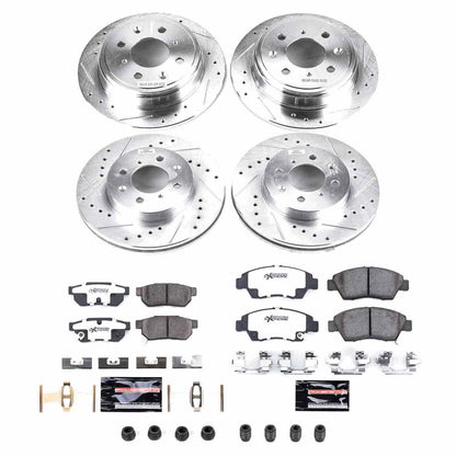 PowerStop Power Stop 94-97 Honda Civic del Sol Front & Rear Z26 Street Warrior Brake Kit K695-26