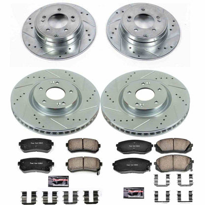 PowerStop Power Stop 14-16 Kia Cadenza Front & Rear Z23 Evolution Sport Brake Kit K7113