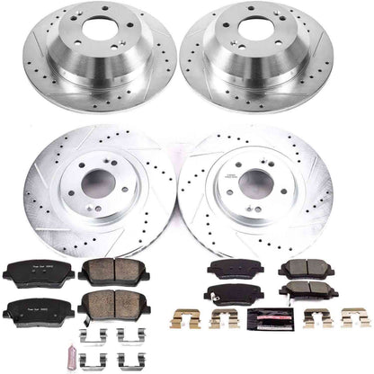 PowerStop Power Stop 13-18 Hyundai Santa Fe Sport Front & Rear Z23 Evolution Sport Brake Kit K8009