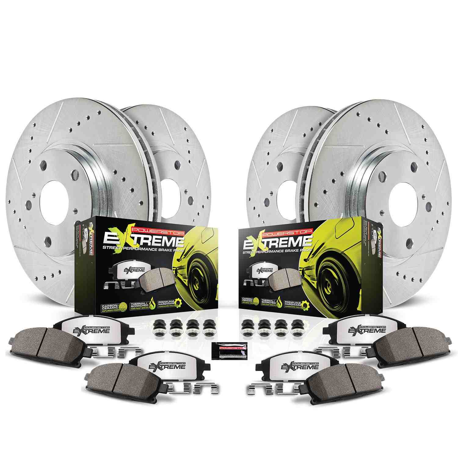 PowerStop Power Stop 19-21Genesis G70/18-20 Kia Stinger Front & Rear Z26 Street Warrior Brake Kit K8510-26