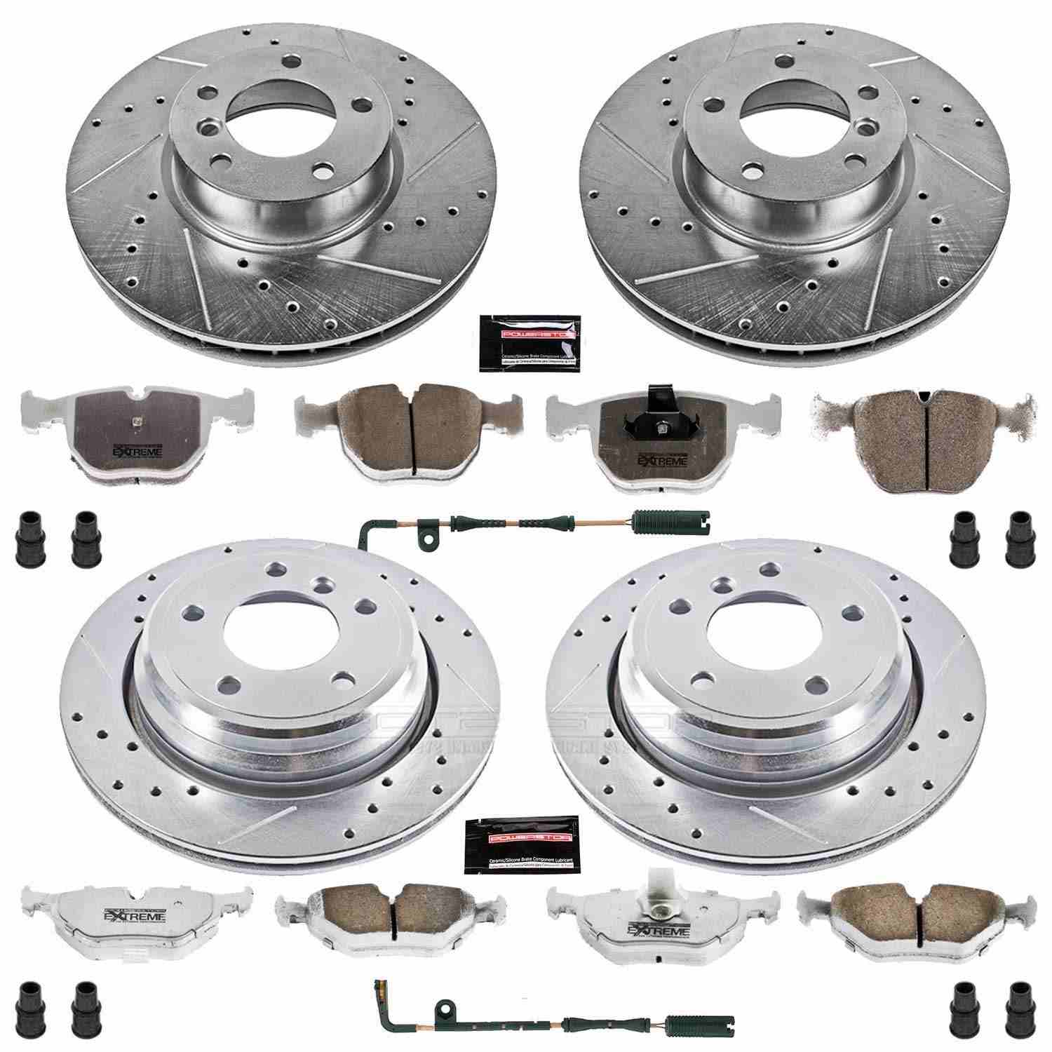 PowerStop Power Stop 00-03 BMW 540i Front & Rear Z26 Street Warrior Brake Kit K946-26