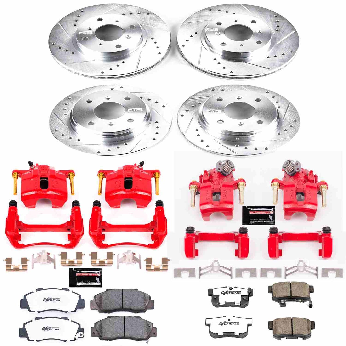 PowerStop Power Stop 93-96 Honda Prelude Z26 Street Kit w/ Calipers - Front and Rear KC1038-26