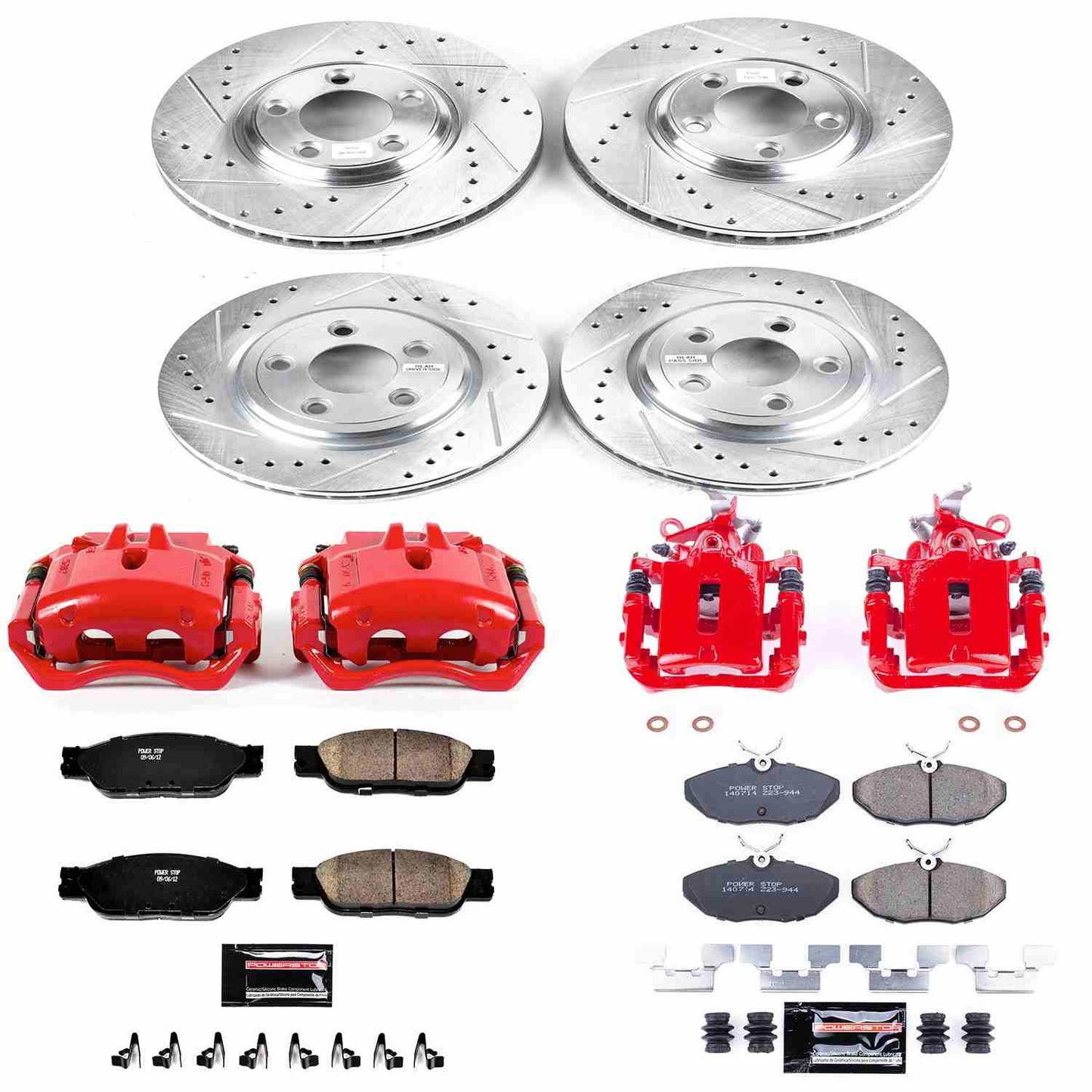 PowerStop Power Stop 03-04 Jaguar S-Type Z23 Evolution Kit w/ Calipers - Front and Rear KC1355