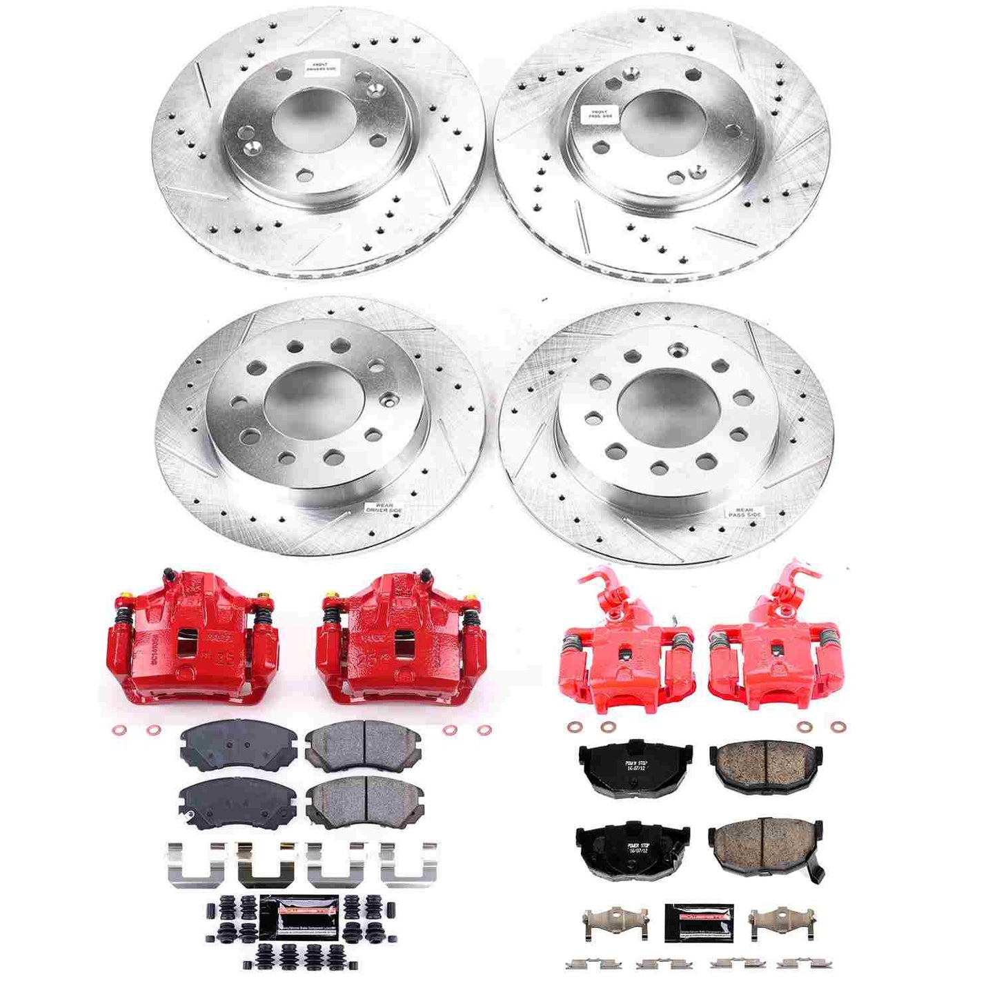 PowerStop Power Stop 2003 Hyundai Tiburon Z23 Evolution Kit w/ Calipers - Front and Rear KC166