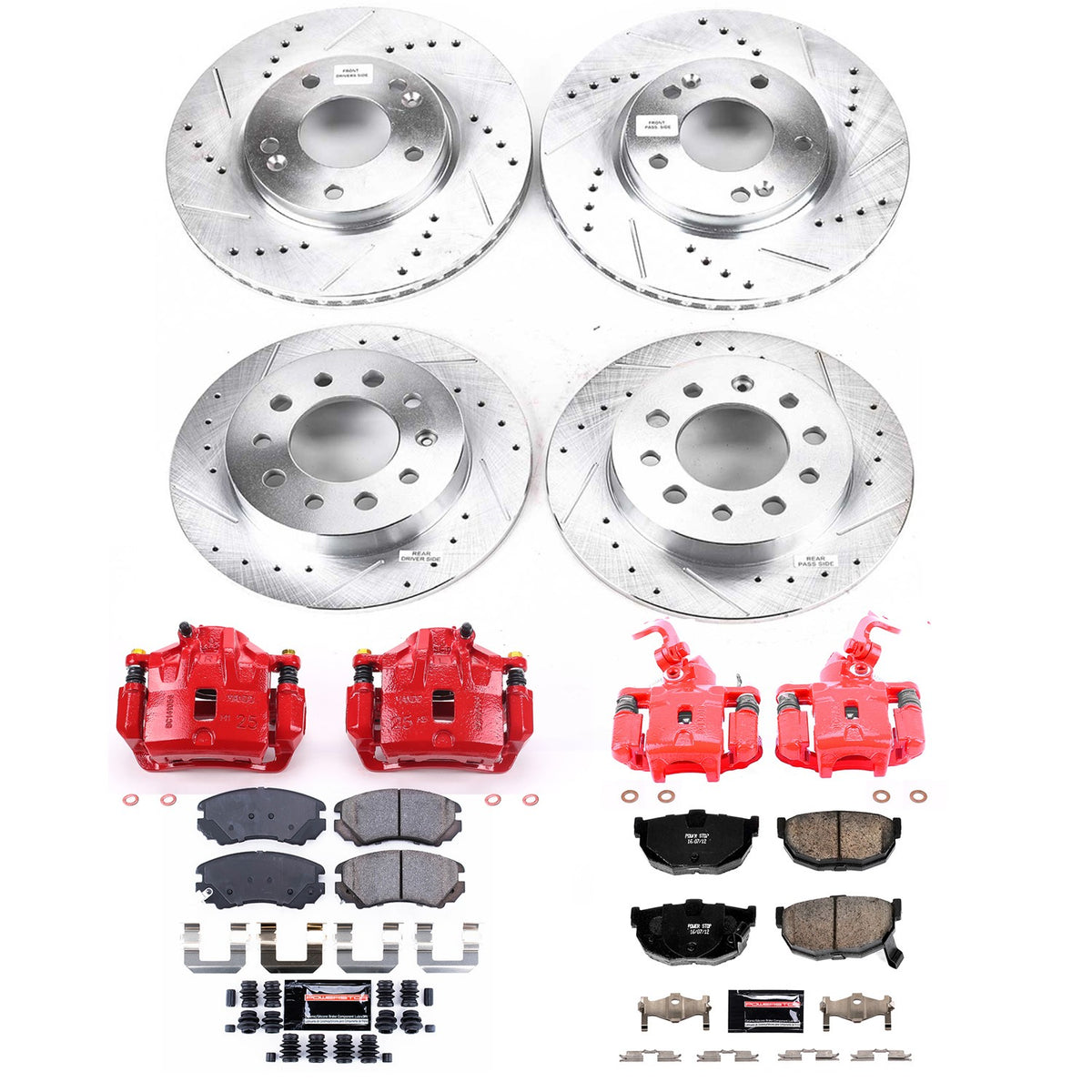 PowerStop Power Stop 2003 Hyundai Tiburon Z23 Evolution Kit w/ Calipers - Front and Rear KC166