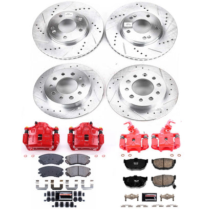 PowerStop Power Stop 2003 Hyundai Tiburon Z23 Evolution Kit w/ Calipers - Front and Rear KC166