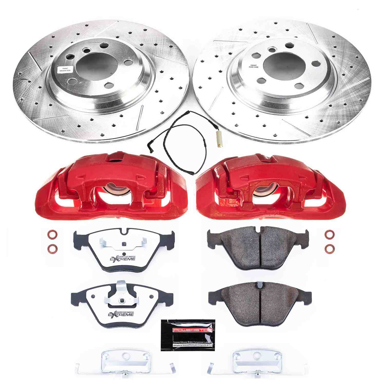 Power Stop 02-05 BMW 745i Front Z26 Street Warrior Brake Kit w/Calipers KC2054-26