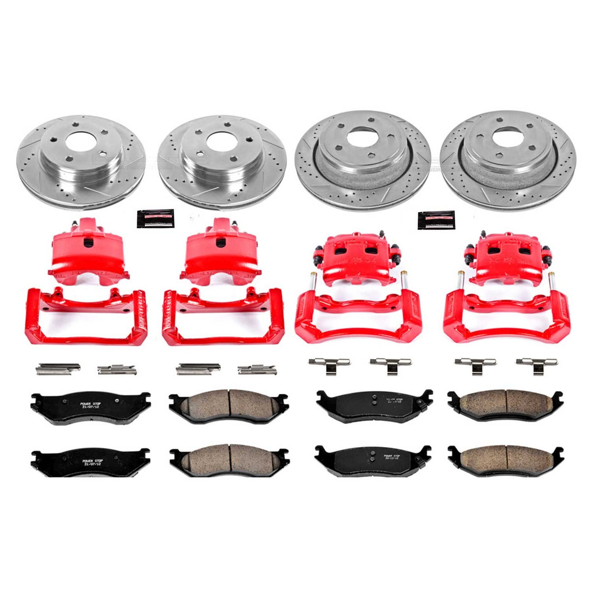 PowerStop Power Stop 2002 Dodge Ram 1500 Z23 Evolution Kit w/ Calipers - Front and Rear KC2166