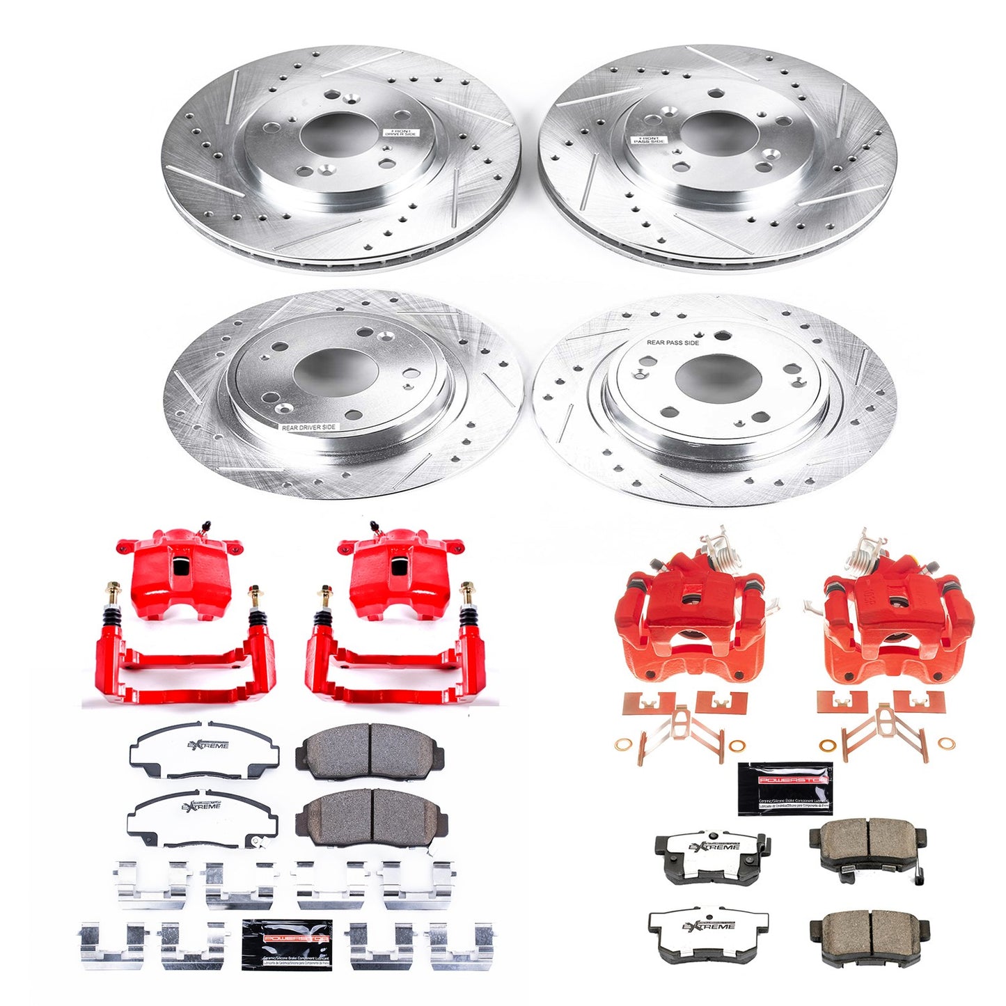 Power Stop 06-07 Honda Accord Front & Rear Z26 Street Warrior Brake Kit w/Calipers KC2743-26