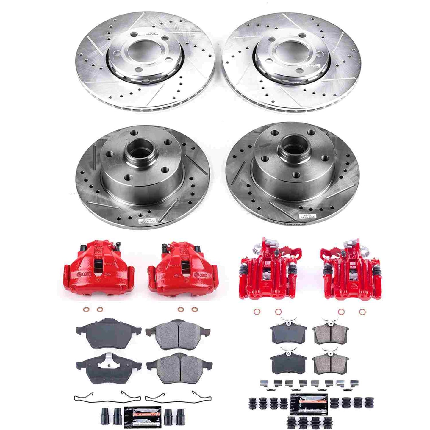 PowerStop Power Stop 1998 Audi A4 Z23 Evolution Kit w/ Calipers - Front and Rear KC2824