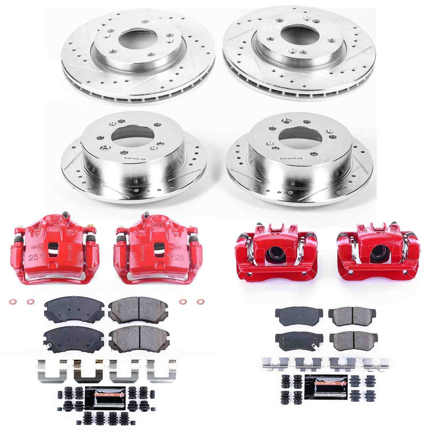 PowerStop Power Stop 07-10 Hyundai Elantra Z23 Evolution Kit w/ Calipers - Front and Rear KC4442
