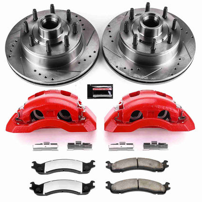 PowerStop Power Stop 99-02 Ford E-350 Econoline Club Wagon Front Z36 Truck & Tow Brake Kit w/Calipers KC5088A-36