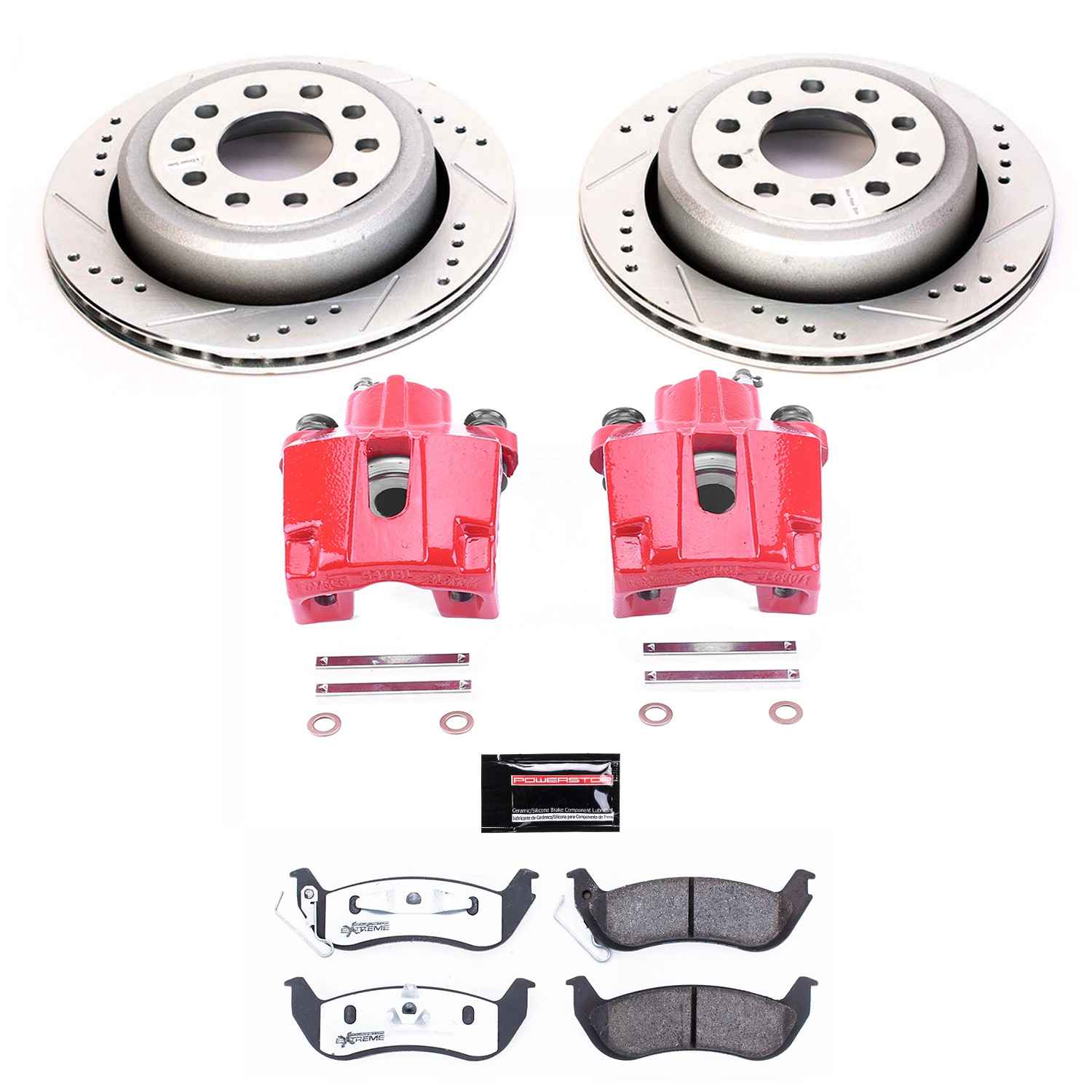 Power Stop 03-11 Lincoln Town Car Rear Z26 Street Warrior Brake Kit w/Calipers KC5293-26