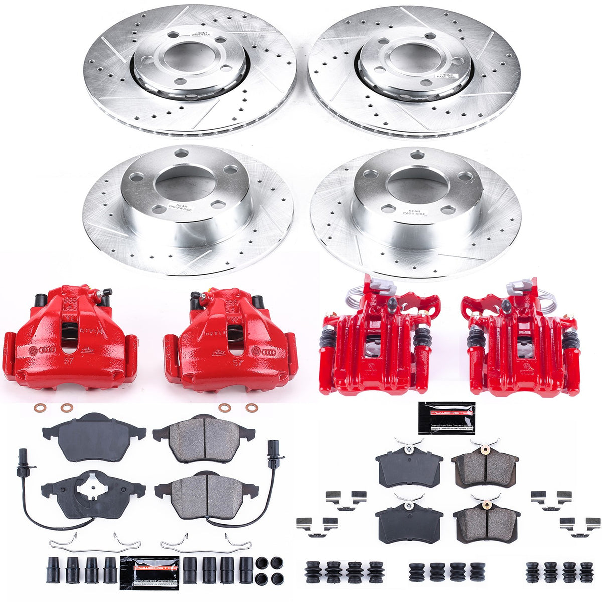 PowerStop Power Stop 98-01 Audi A6 Z23 Evolution Kit w/ Calipers - Front and Rear KC529