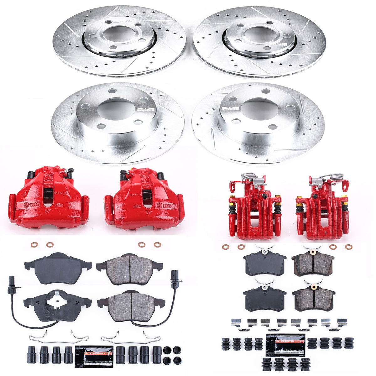 PowerStop Power Stop 98-01 Audi A6 Quattro Z23 Evolution Kit w/ Calipers - Front and Rear KC532
