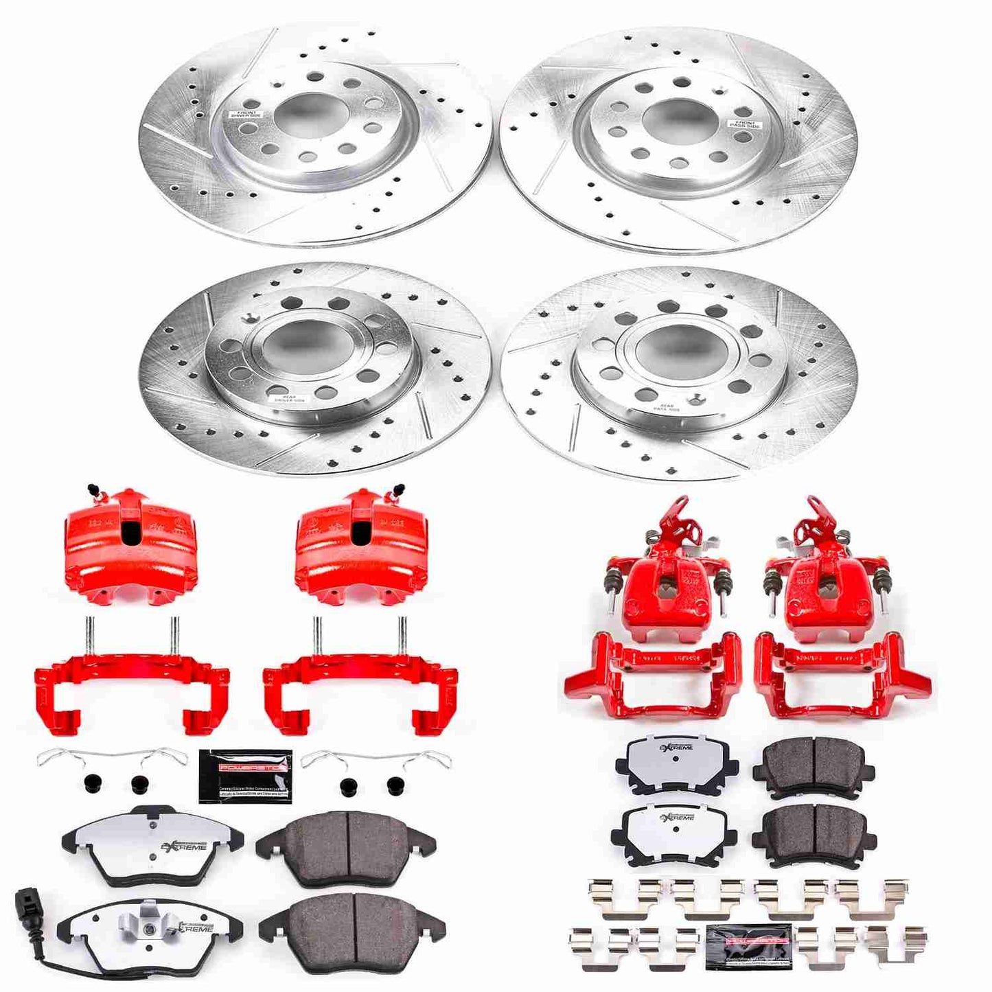 PowerStop Power Stop 2008 Audi A3 Z26 Street Kit w/ Calipers - Front and Rear KC5363-26