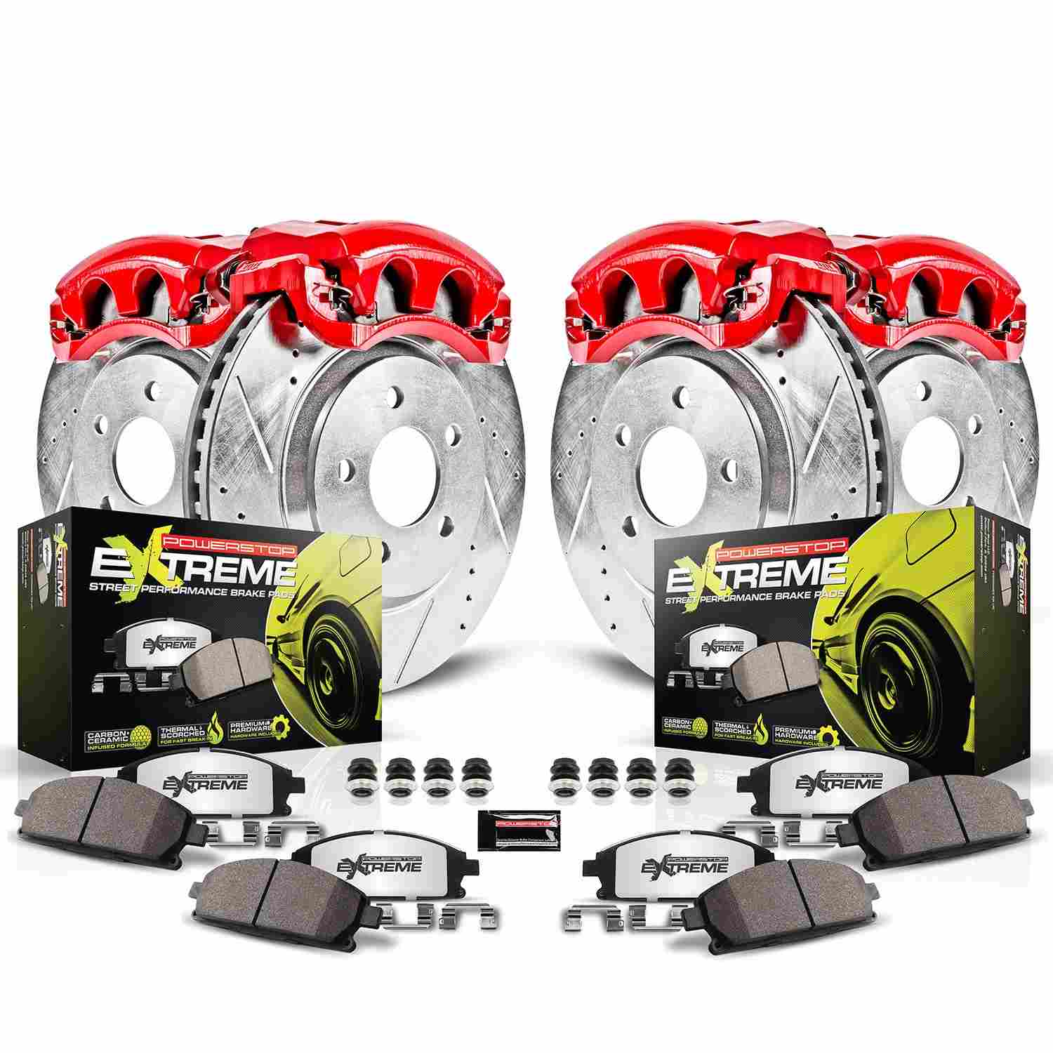 Power Stop 02-04 Honda CR-V Front & Rear Z26 Street Warrior Brake Kit w/Calipers KC6171-26